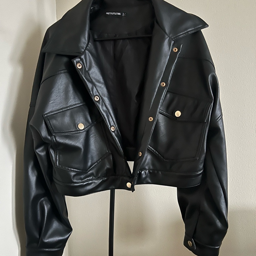 Prettylittlething faux leather jacket